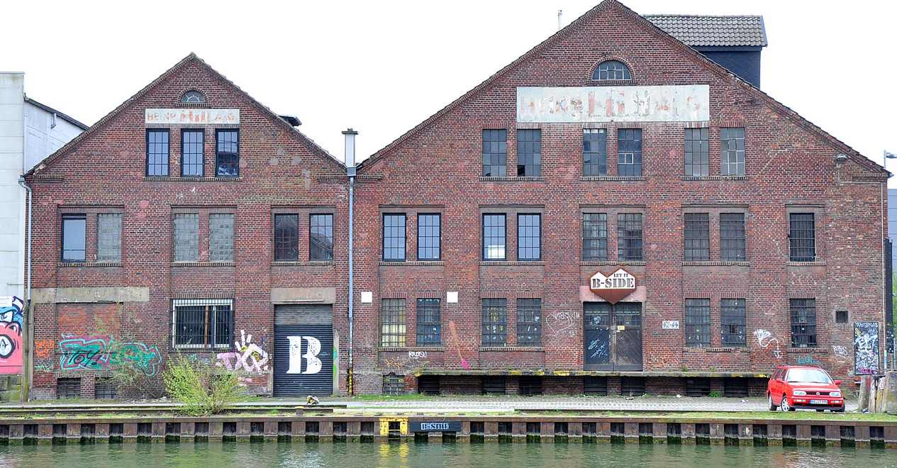 Der ehemalige Hill-Speicher soll für die Initiative B-Side und den Ruderverein umgebaut werden. Foto: Wirtschaftsförderung Münster GmbH/Martin Rühl