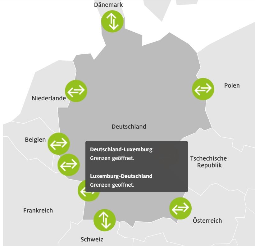 Grenzregelungen der Nachbarländer zu Deutschland Grenzen mit Auflage geöffnet  Einreise nur mit triftigem Grund Quelle: Auswärtiges Amt, dpa, Dänisches Außenministerium, Stand: 30.05.2021 ©ADAC e.V.  05.2021