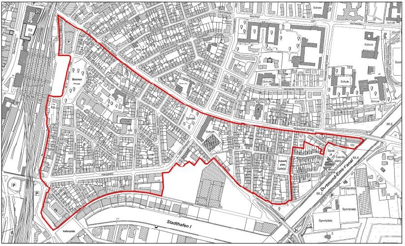 Geltungsbereich der Sozialen Erhaltungssatzung/Stadt Münster