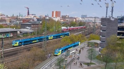 Visualisierung: Der Haltepunkt Halle Münsterland soll in der Nähe des Albersloher Weges hinter dem Kino Cineplex entstehen. Visualisierung: Stadt Münster.